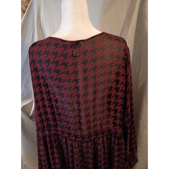Torrid Sheer Shirt Dress Red Black Check Sz 3x Feminine Fairy Goth - Picture 9 of 14